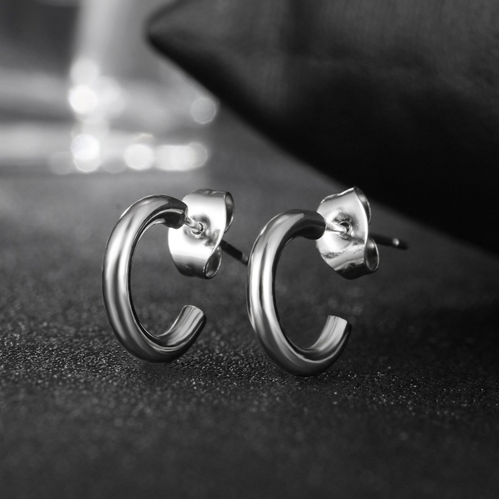 Lightweight Chunky Silver Open Hoops Earrings